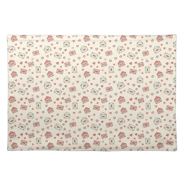 Cute Envelopes & Hearts Seamless  Cloth Placemat (Front)
