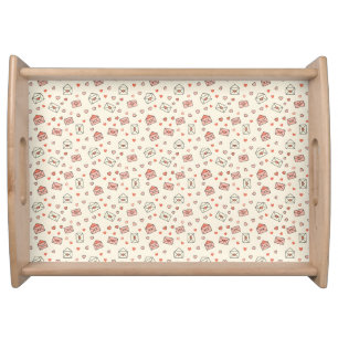 Cute Envelopes & Hearts Seamless Serving Tray