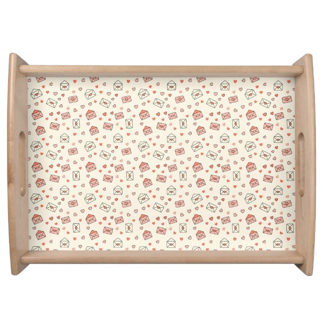 Cute Envelopes & Hearts Seamless  Serving Tray (Front)