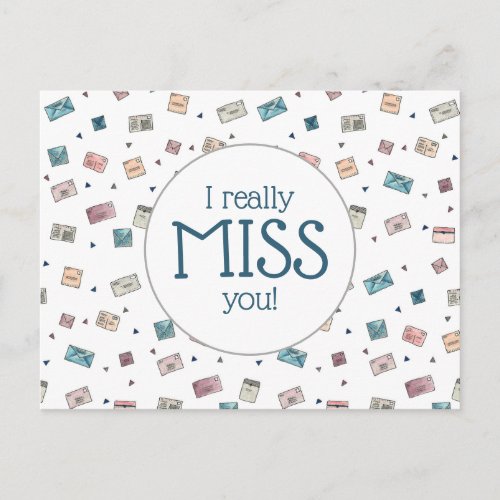 Cute Envelopes Miss You Teacher Postcard