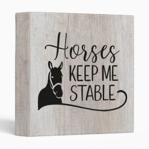 Cute Equestrian Country Girl Wood Western Horse 3 Ring Binder