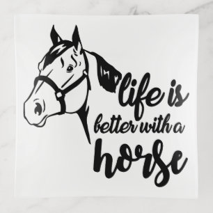 Cute Equestrian Gift Farm Country Western Horse Trinket Tray