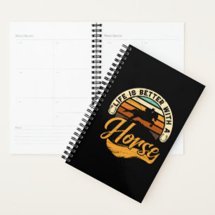 Cute Equestrian Gifts Horseback Riding Black Horse Planner