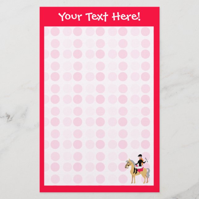 Cute Equestrian Girl. Stationery (Front)