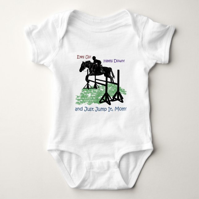 Cute Equestrian Horse Jumper Baby Bodysuit (Front)