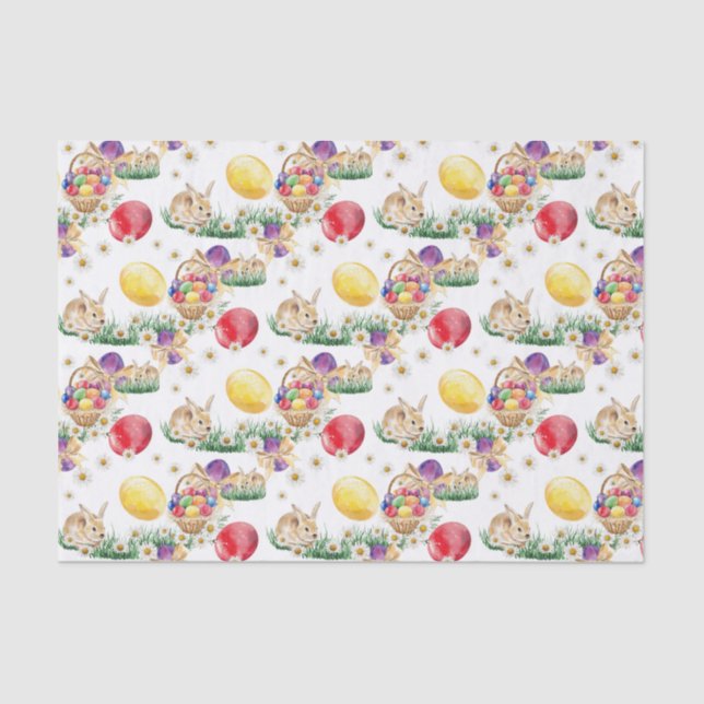Cute Esater bunny basket pattern party tissue Tissue Paper (Front)
