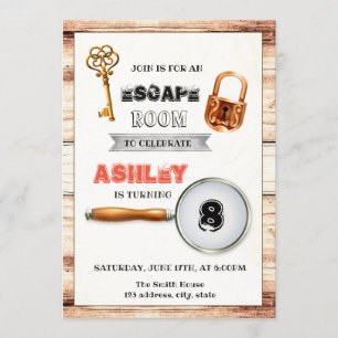 Cute escape room party invitation