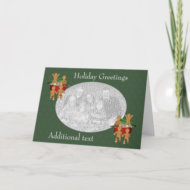 Cute Escaping Gingerbread Men Holiday Photo Card (Front)
