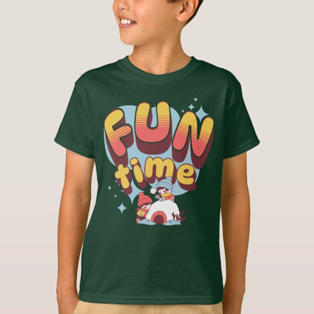cute eskimo drawings, "Fun Time" quotes T-Shirt (Front)