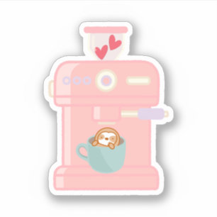 Cute Espresso Coffee Machine Sloth Sticker