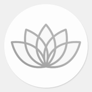 Cute Essential Grey Lotus Flower Classic Round Sticker