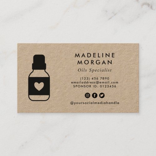 Cute Essential Oils Specialist Social Media Business Card