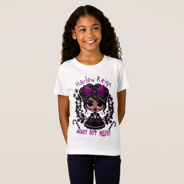 Cute Ethnic Goth Girl Purple Gothic Christmas T-Shirt (Front Full)