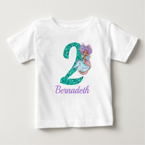 Cute Ethnic Mermaid 2nd Birthday T_Shirt