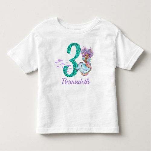Cute Ethnic Mermaid 3rd Birthday T_Shirt