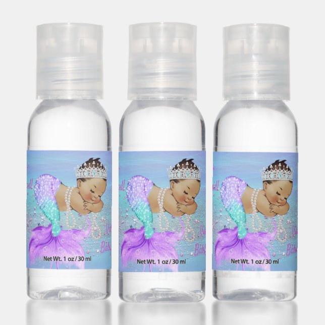 Cute Ethnic Mermaid Baby Shower Hand Sanitizer (Set)
