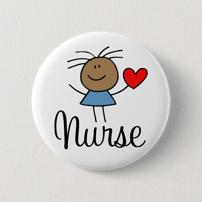 Cute Ethnic Nurse Button (Front)