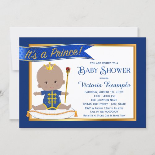 Cute Ethnic Prince Baby Shower Invitations