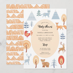 Cute Ethnic Style Woodland Animals Baby Shower Invitation