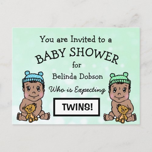 Cute Ethnic Twins Baby Shower Invitations