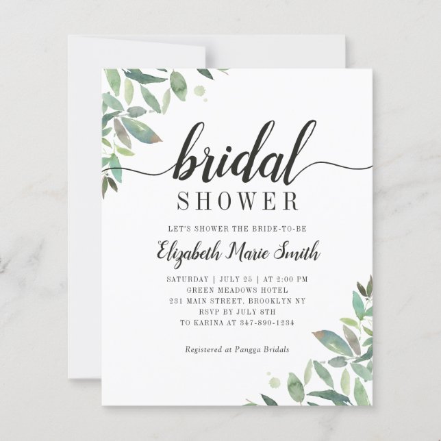 Cute Eucalyptus Greenery Bridal Shower Invitation (Front)