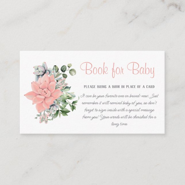 Cute Eucalyptus Succulent Greenery Book for Baby Enclosure Card (Front)