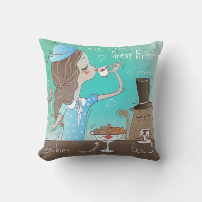 Cute European Meal Throw Pillow (Front)