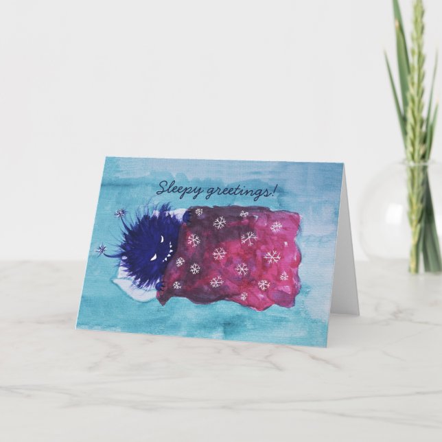 Cute Evil Bug Loves To Relax Sleepy Greetings Card (Front)