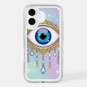 Cute Evil Eye Mascot with Floral Ornaments iPhone 16 Case