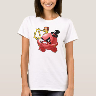 Cute Evil Red Octopus with Mustache and Eye Patch T-Shirt
