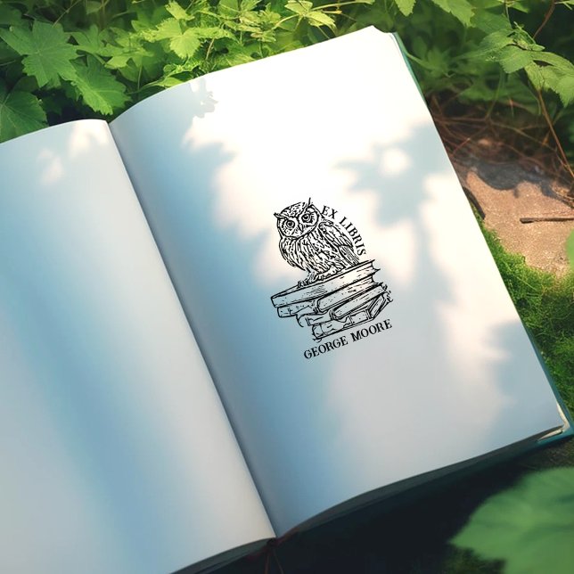 Cute Ex Libris Owl Bookplate Rubber Stamp (Creator Uploaded)