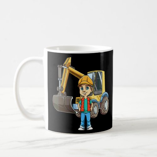 Cute Excavator Boy  Kid Site Manager Construction  Coffee Mug