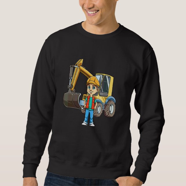 Cute Excavator Boy  Kid Site Manager Construction  Sweatshirt (Front)
