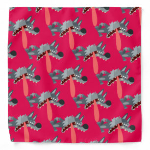 Cute Excited Cartoon Wolf Bandana