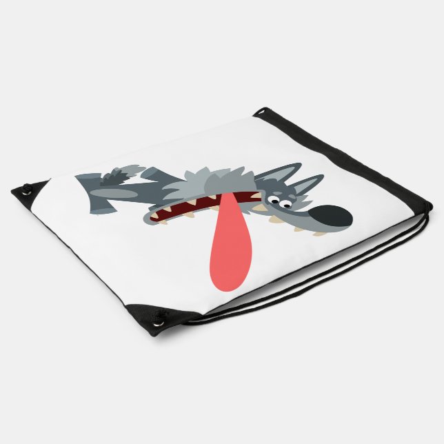 Cute Excited Cartoon Wolf Drawstring Backpack (Side)