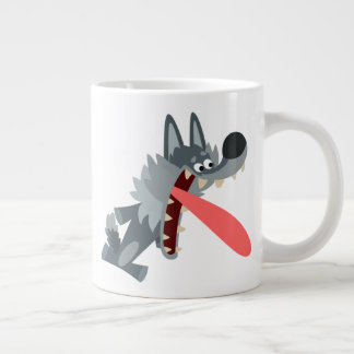 Cute Excited Cartoon Wolf Giant Coffee Mug