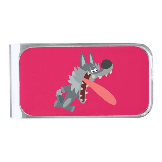 Cute Excited Cartoon Wolf Money Clip (Front)