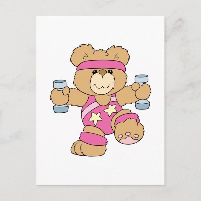 Cute Exercise Fitness bear Postcard (Front)