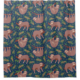 Cute Exotic Christmas Animals Shower Curtain