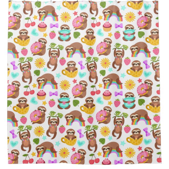 Cute Exotic Christmas Animals Shower Curtain (Front)