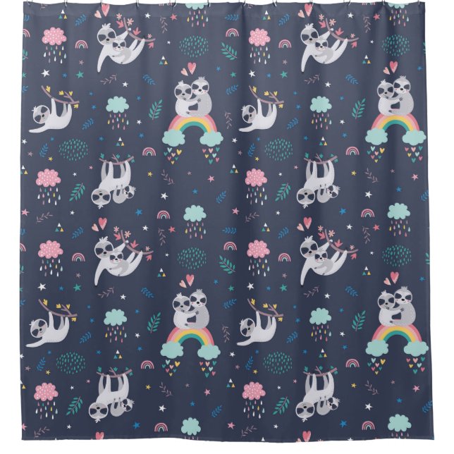 Cute Exotic Christmas Animals Shower Curtain (Front)