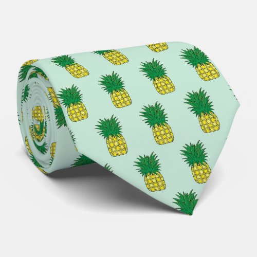 Cute Exotic Pineapple Pattern Yellow Green Design Neck Tie