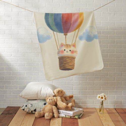 Cute Exotic Shorthair Kitten Balloon Pastel Baby Blanket