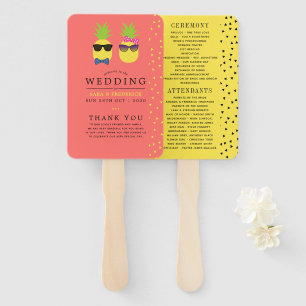 Cute exotic tropical summer Beach Wedding Program Hand Fan