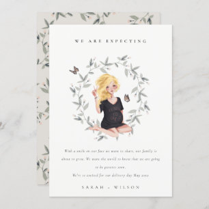 Cute Expectant Women Foliage Baby Announcement