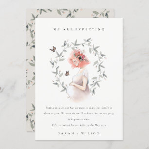 Cute Expectant Women Foliage Baby Announcement 