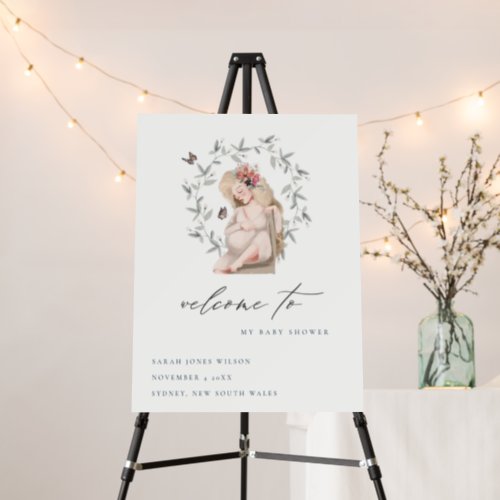 Cute Expectant Women Foliage Baby Shower Welcome Foam Board