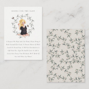 Cute Expectant Women Foliage Books For Baby Shower Enclosure Card