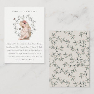 Cute Expectant Women Foliage Books For Baby Shower Enclosure Card