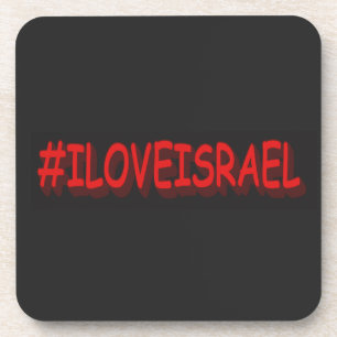 Cute Expression Design "#ILOVEISRAE". Buy Now Beverage Coaster